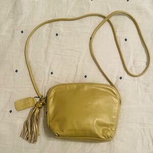 Elegant Vintage Golden Tan Crossbody Bag with Tassel